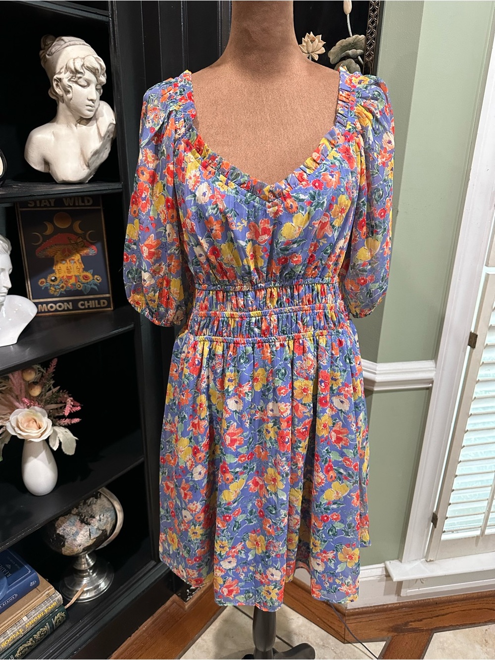 Vince Camuto Floral Puff Sleeve Mini Dress – Size 10